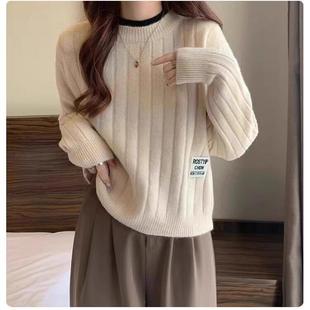小个子内宽松打底软糯搭上 冬短款 慵懒风圆针VNX织领衫 女毛衣秋衫