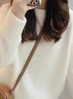 白色小香针衣织NZW衫毛女225秋冬软糯圆领打底衫毛衣外穿上衣0内