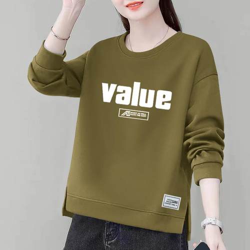 圆领卫衣女春秋薄款2025年新款欧货宽松版小个子上衣冬季加绒加厚