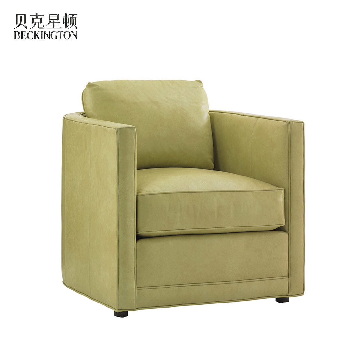 美式简约真皮单人沙发牛油果绿头层牛皮休闲椅客厅轻奢懒人沙发椅