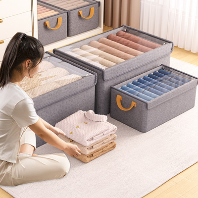 Foldable clothing storage box with lid带盖可折叠衣物收纳箱