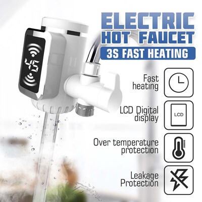 Electric Hot Faucet Water Heater Tap Kitchen Cold Heating Fa