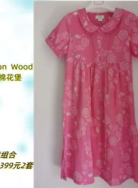 棉花堡夏季女睡裙超薄全棉棉布裙短袖宽松肥大版家居服22362