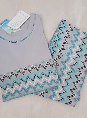 棉花堡睡衣男夏款针织棉圆领短袖五分裤纯棉薄款家居服套装22117