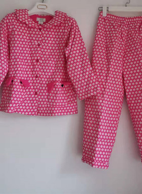 棉花堡冬季女童针织夹棉睡衣亲子纯棉女士套装睡袍40642