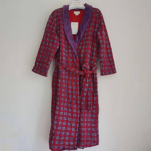 棉花堡棉袍男女冬款针织夹棉睡袍纯棉睡衣浴袍情侣保暖长袍40421