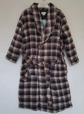 棉花堡家居服冬季男款梭织夹棉睡袍加厚全棉浴袍40567