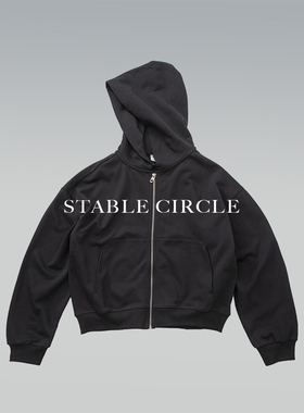 STABLE CIRCLE 25aw短款boxy纯色简约连帽卫衣松弛感老钱开衫外套