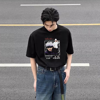 新款纯棉短袖Jujutsu Kaisen五条悟咒术回战GojoSatoru宽松T恤服