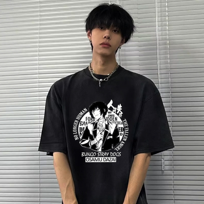 文豪野犬Bungo StrayDogs周边后藤一里同款短袖二次元水洗纯棉T恤