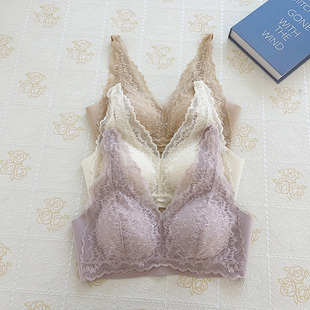 古妃1122轻奢蕾丝睡眠背心养护文胸女无钢圈无痕防下垂收副乳内衣