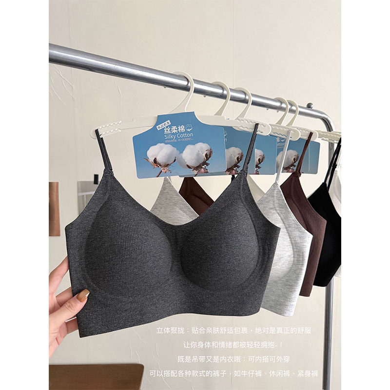 2026新款丝柔棉美背内衣女自带胸垫后背交叉吊带背心免穿文胸抹胸