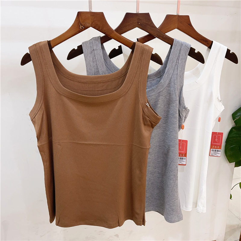 古妃15068方领中长百搭吊带背心