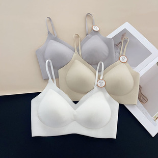 古妃新款V领加厚杯美背内衣女小胸聚拢新款无痕文胸一体吊带抹胸
