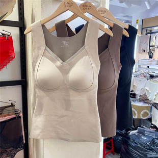 2025秋冬新品 打底自发热花边V领保温背心 石墨烯艾草保暖吊带修身