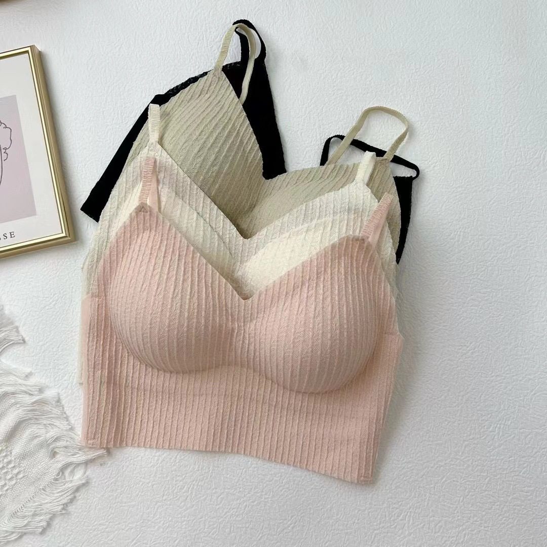 古妃麦穗花纹背心式文胸薄款日系