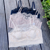 6050性感夏季 裹胸女防走光抹胸超薄蕾丝大胸显小兔耳朵水晶杯内衣