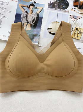 古妃31089网纱W型提拉抹胸调整型文胸防下垂无钢圈聚拢上托内衣女