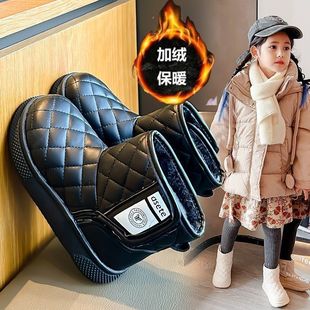儿童雪地靴2025冬季 女童靴子加绒保暖防水防滑外穿男童大棉靴 新款