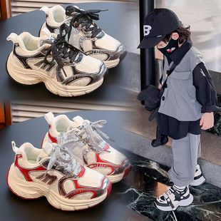 学校小白鞋 儿童老爹鞋 男童超轻跑步鞋 运动鞋 2025春秋网面女童时尚