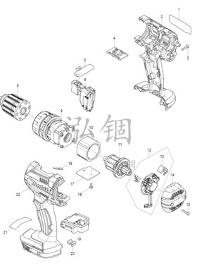牧田 DHP482 转子开关夹头齿轮箱定子外壳碳刷架碳刷 DHP482Z