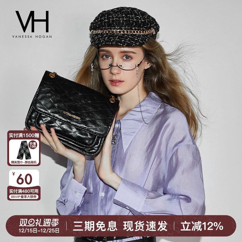 VH女包油蜡腋下包头层牛皮斜挎包