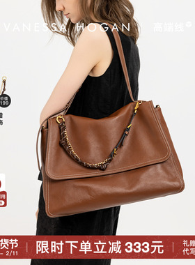 VH女包知行公文包植鞣牛皮超大号大容量出差男女同款旅行包单肩包