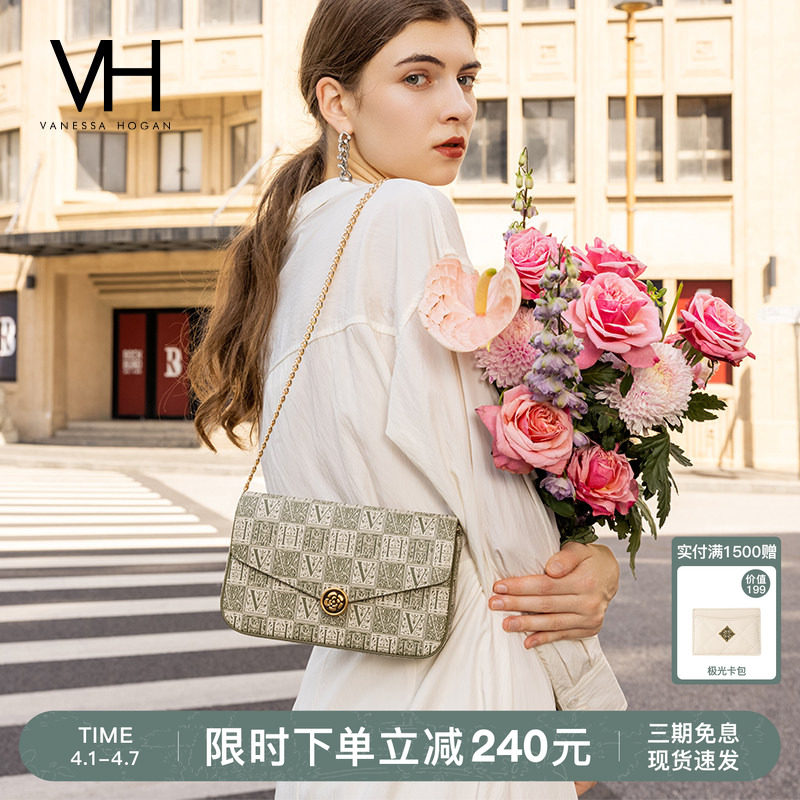 VH女包山茶花信封包高级感包包春夏百搭老花链条小包包单肩斜挎包