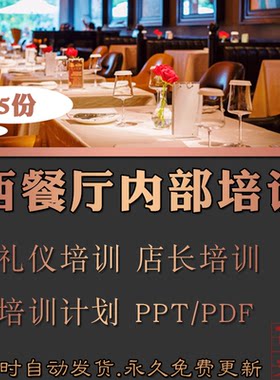 西餐厅内部礼仪顾客服务店长收银员培训计划课程PPT模板案例资料