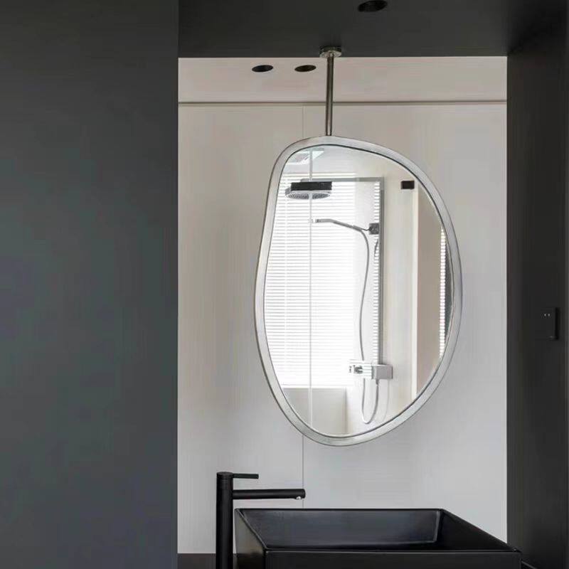 轻奢浴室吊杆悬空镜子卫生间洗漱台厕所浴室镜酒店民宿美容院定制