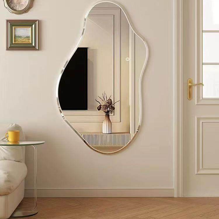 贝壳led镜子挂墙式穿衣镜家用卧室带灯镜子贴墙自粘试衣镜斜边镜,住宅家具,穿衣镜,淘宝优惠券,粉丝福利购,淘宝优惠卷