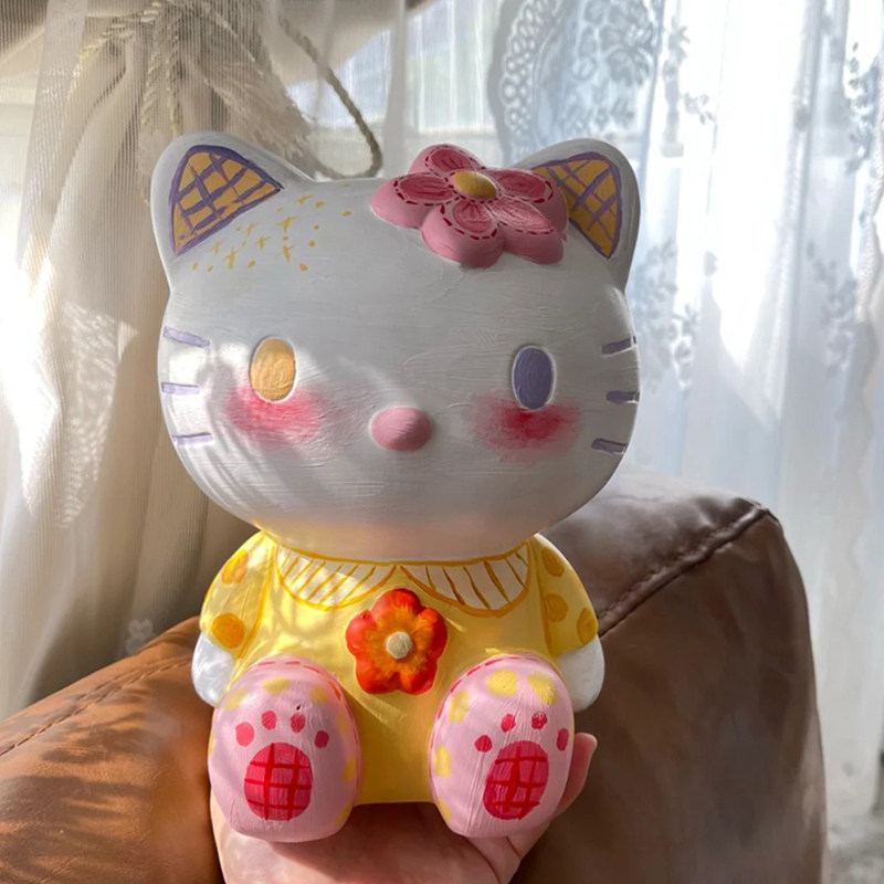 儿童非石膏娃娃涂色凯蒂猫 diy手工彩绘玩具白胚hellokitty存钱罐
