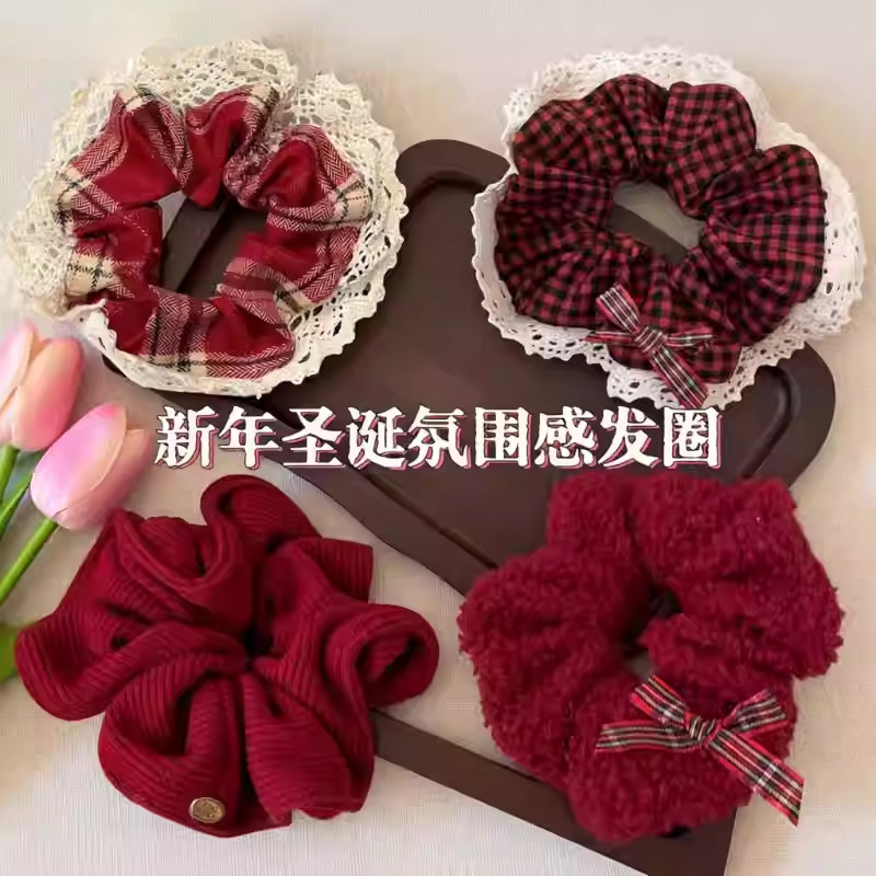 圣诞新年氛围红色大肠格子发圈发绳女生高级秋冬发圈复古头绳头饰,饰品/流行首饰/时尚饰品新,发饰,淘宝优惠券,粉丝福利购,淘宝优惠卷
