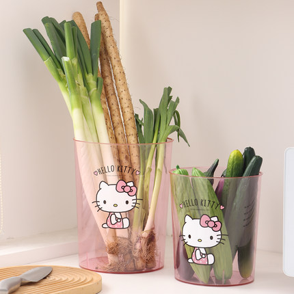 正版三丽鸥Hellokitty大葱收纳盒厨房铁棍山药姜蒜长条蔬菜大容量