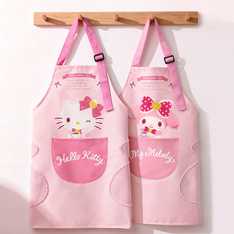 三丽鸥kitty围裙美乐蒂厨房家用做饭围腰防水防油可擦手2026新款
