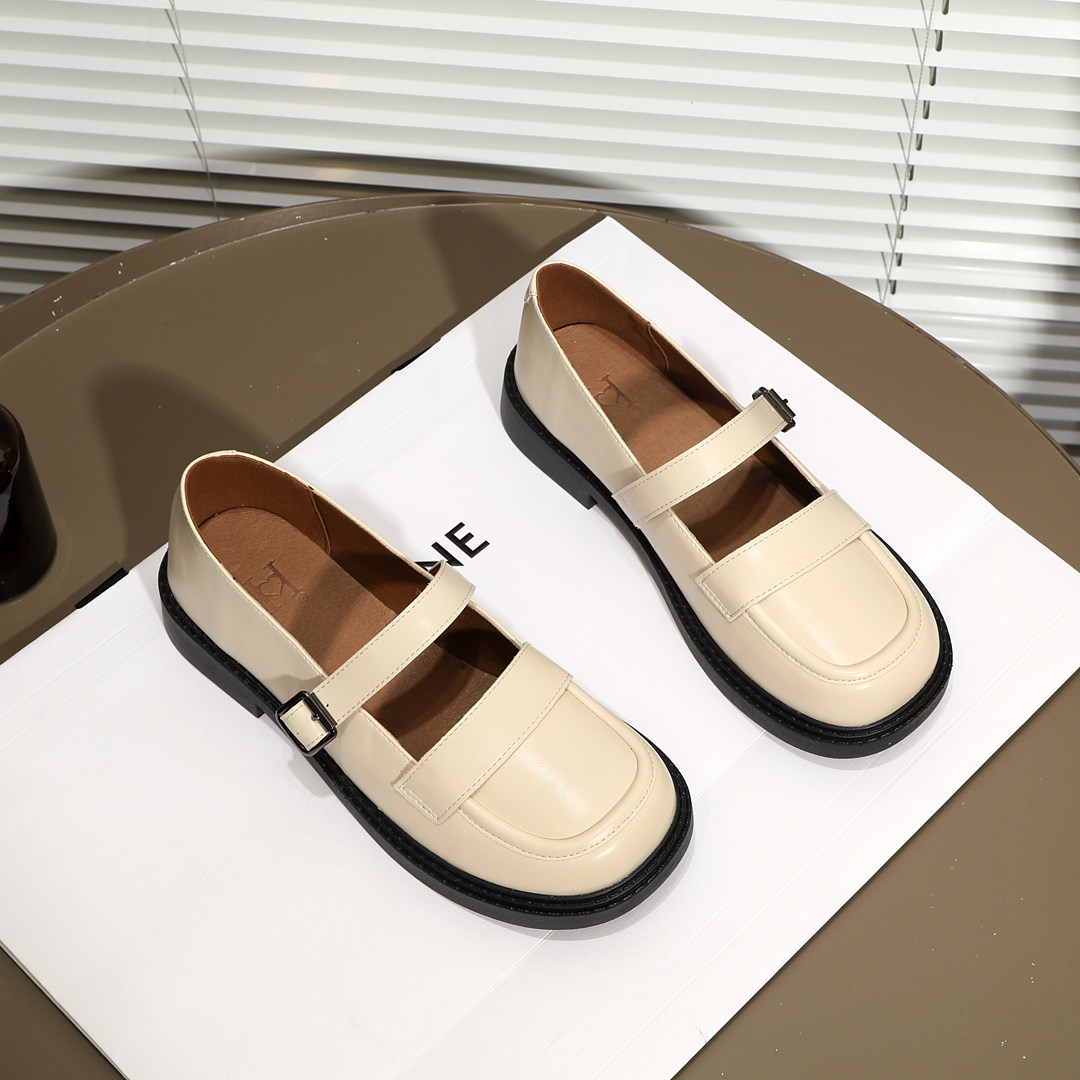 软底法式复古一字带玛丽珍小皮鞋