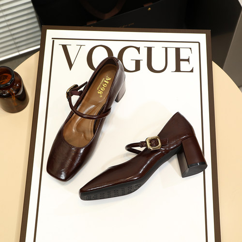 复古风粗跟玛丽珍鞋~氛围感拉满