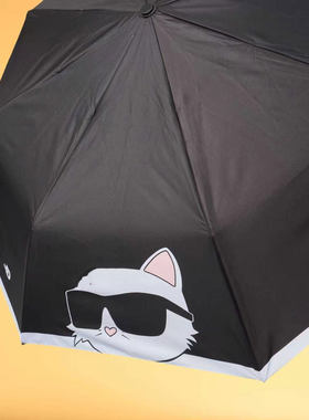 卡通猫咪折叠黑胶防晒晴雨伞