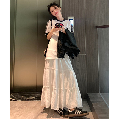 中长款蛋糕裙甜美A字褶皱半身裙