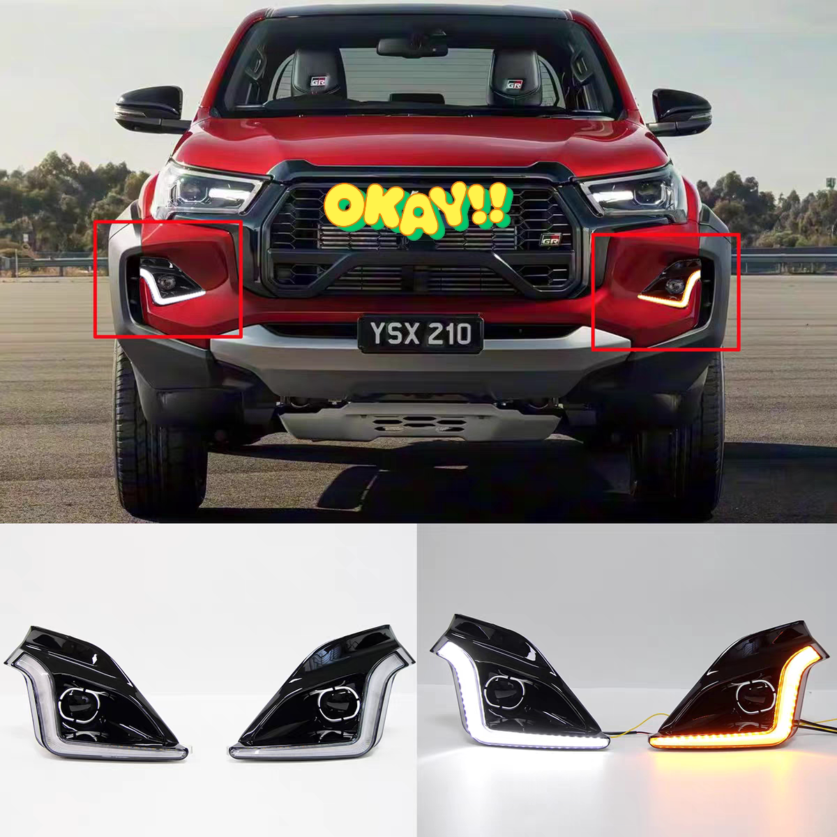 适用23-26款海拉克斯Hilux GR Sport日行灯白光黄光流水转向REVO