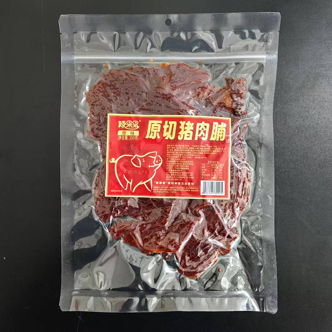 粳果果原切猪肉脯250g黑胡椒味经典原味厚实焦香有嚼劲口感不油腻