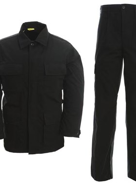 外贸尾货黑色DCU套装 宽松直筒多口袋工装裤战术作训套装老式布料