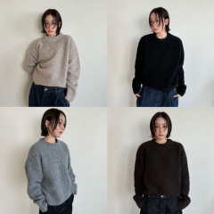 Anniehall24fw wool sweater重磅有厚度丝光羊毛颗粒绒羊毛毛衣