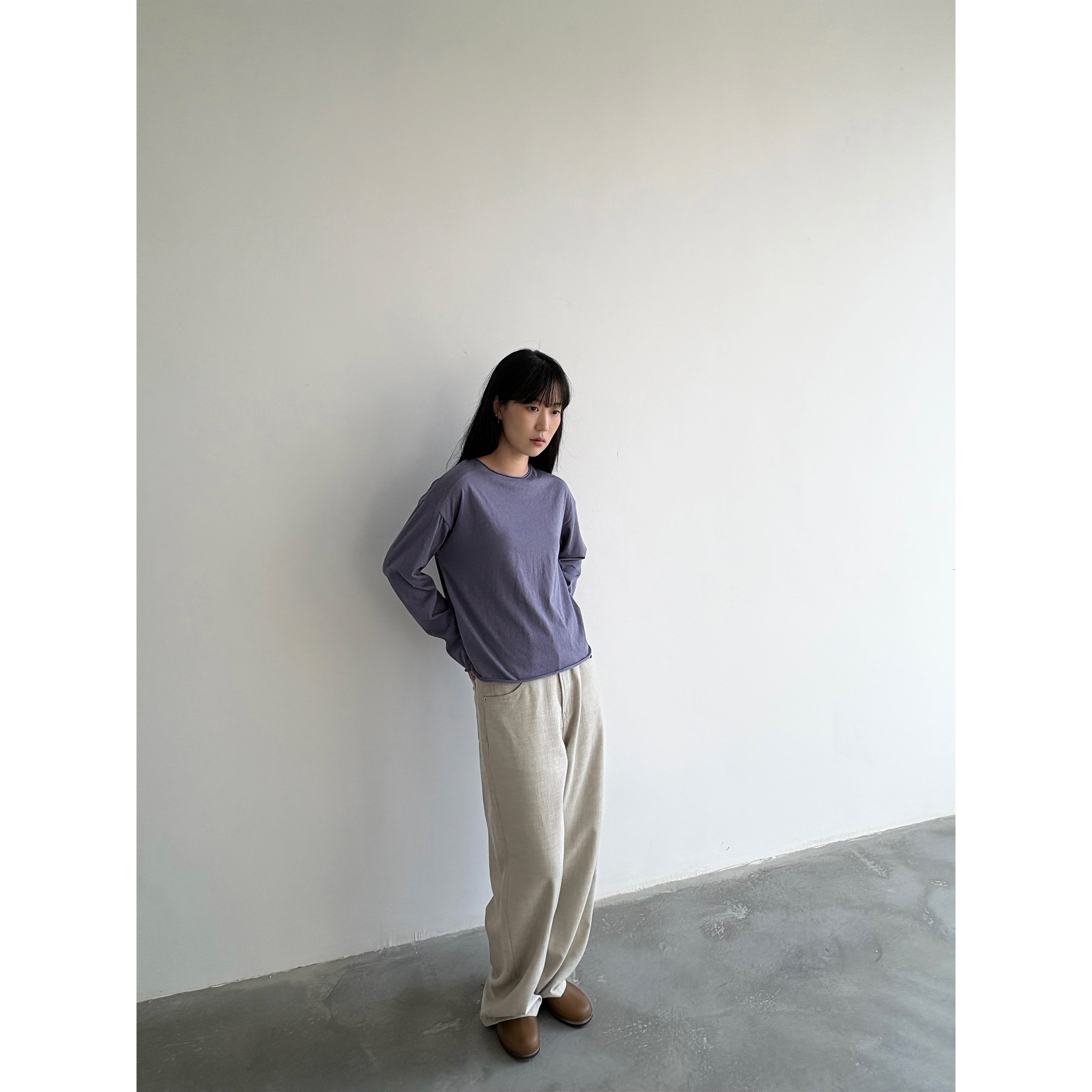 亚麻混纺宽松坠感牛仔裤西裤