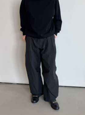 Anniehall25fw patchwork pants坐禅裤纸感混纺打褶肌理感三拼缝
