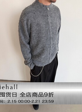Anniehall25fw 羊毛混纺拉毛马海毛风格立领拉链毛衣保暖内搭