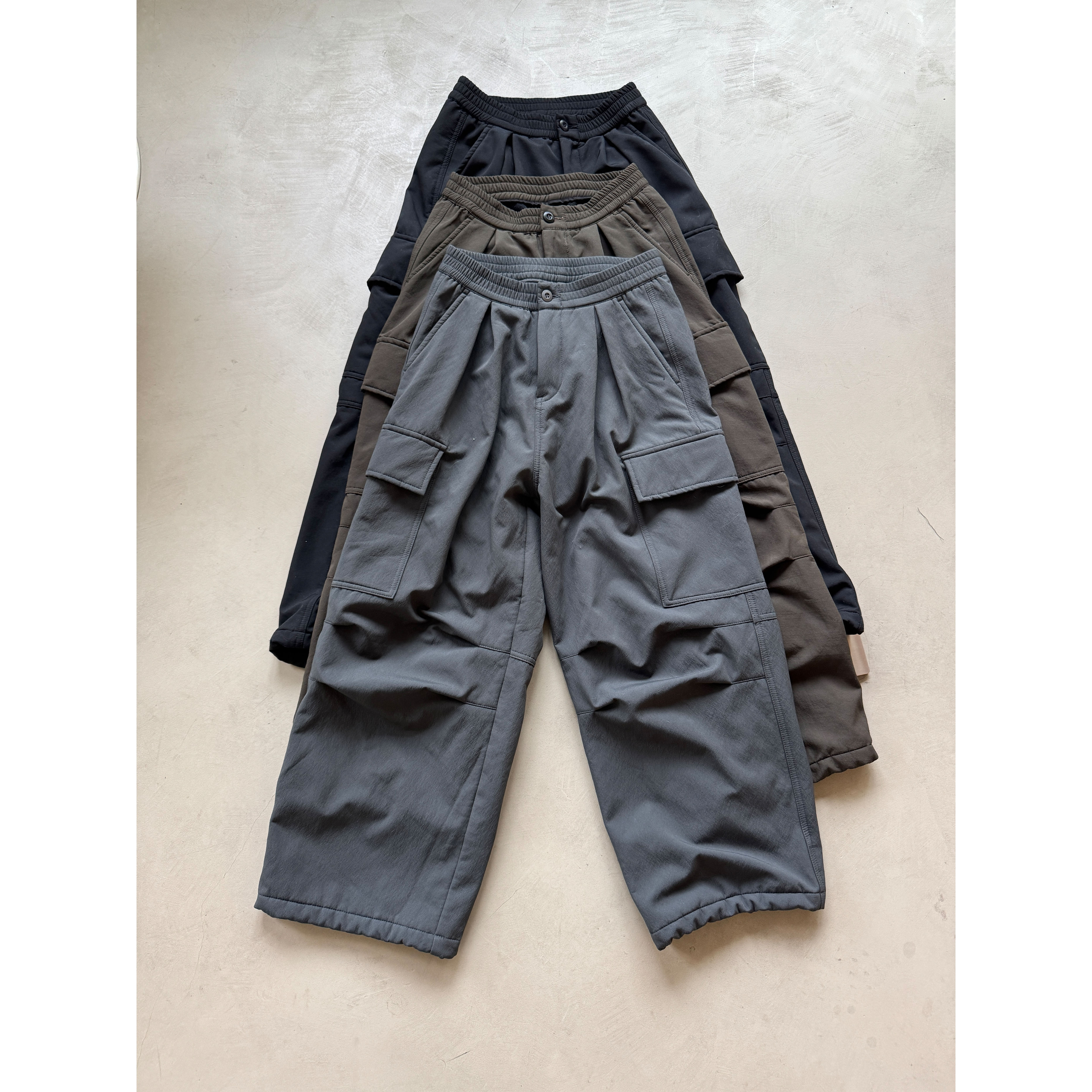 秋冬加绒加厚大口袋保暖长裤