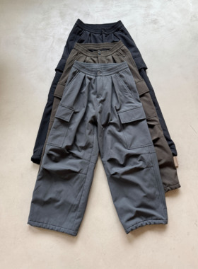 Anniehall25fw 秋冬加绒加厚大口袋复古军事丛林保暖长裤