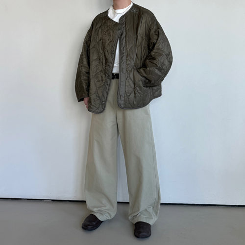 加厚重磅过浆卡其色宽松休闲裤