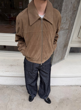 Anniehall25fw suede jacket 复古麂皮绒感立体短宽裁剪夹克外套